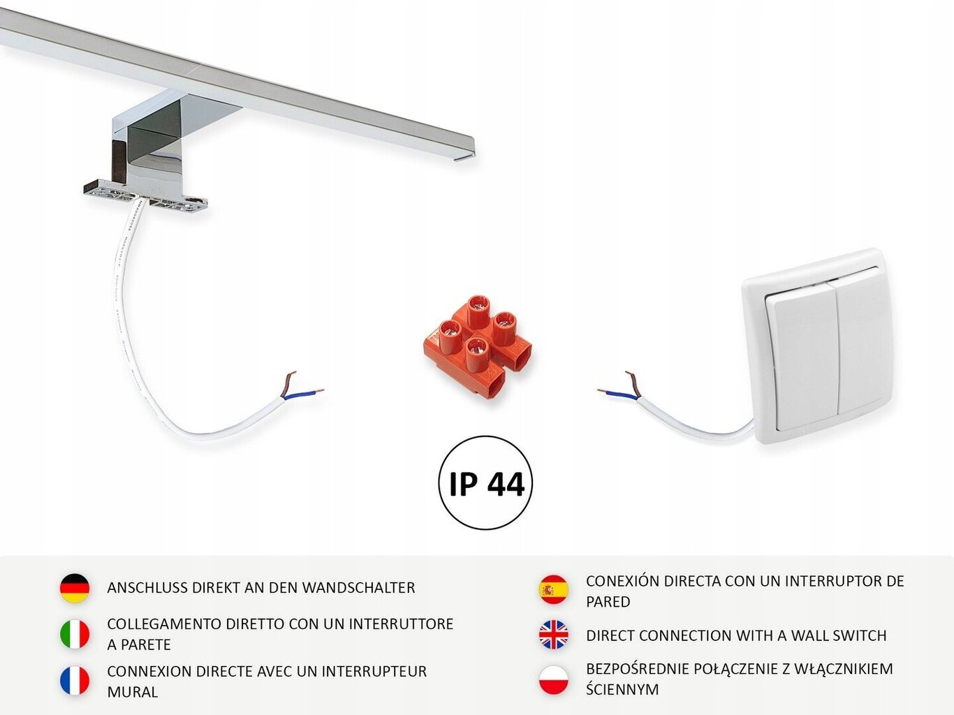 Valge vannitoapeegel 3 riiuliga, LED lamp, L hind ja info | Vannitoa peeglid | kaup24.ee