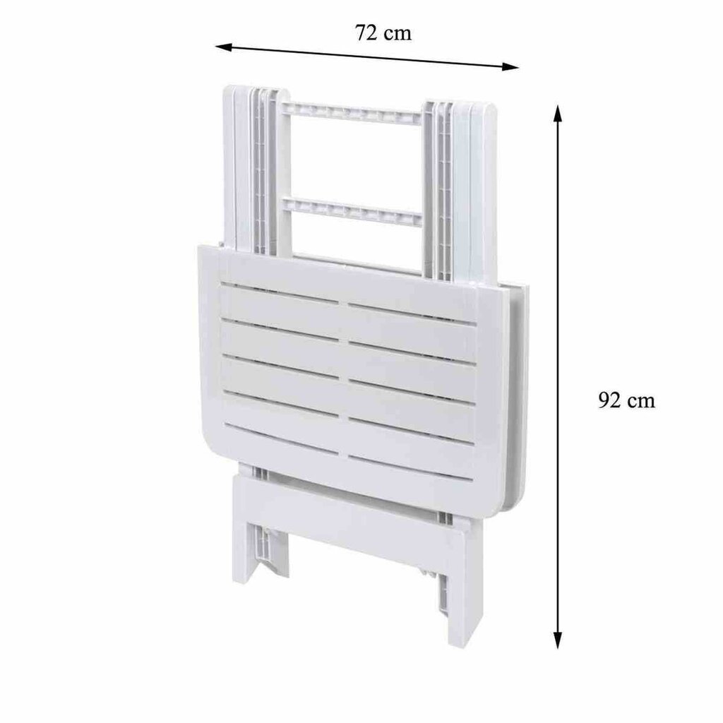 Kokkupandav rõdulaua valge 70 cm Plastist reisilaua mõõtmetega valge terrassile, rõdule, kämpingusse: 79x72x70 cm hind ja info | Aialauad | kaup24.ee