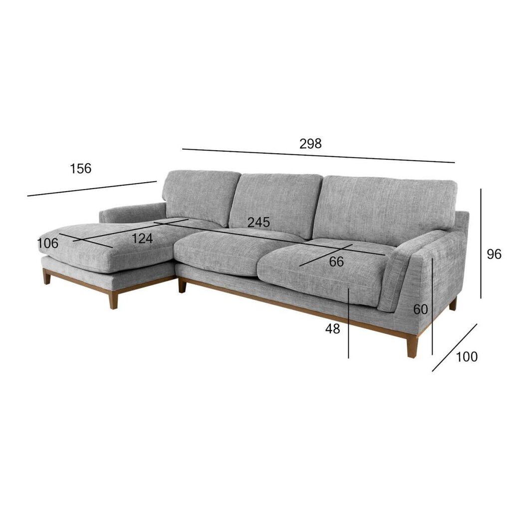 Nurgadiivan Home4You Basil RC, 298x100x96 cm, hall hind ja info | Nurgadiivanid ja nurgadiivanvoodid | kaup24.ee