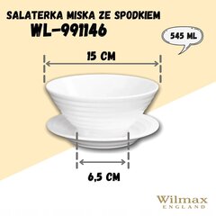 Салатник с блюдцем 545 мл 15 см цена и информация | Посуда, тарелки, обеденные сервизы | kaup24.ee