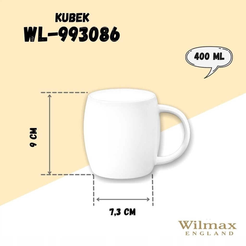 Wilmax tass, 400 ml hind ja info | Klaasid, tassid ja kannud | kaup24.ee