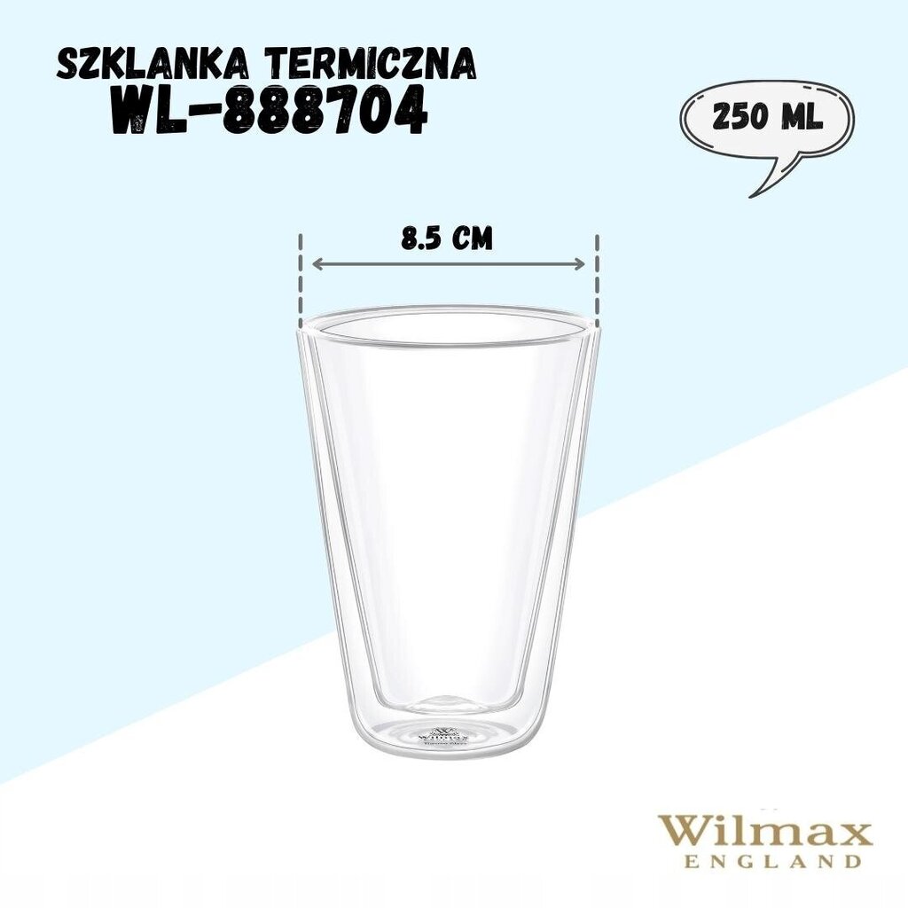 Wilmax klaas, 250 ml цена и информация | Klaasid, tassid ja kannud | kaup24.ee