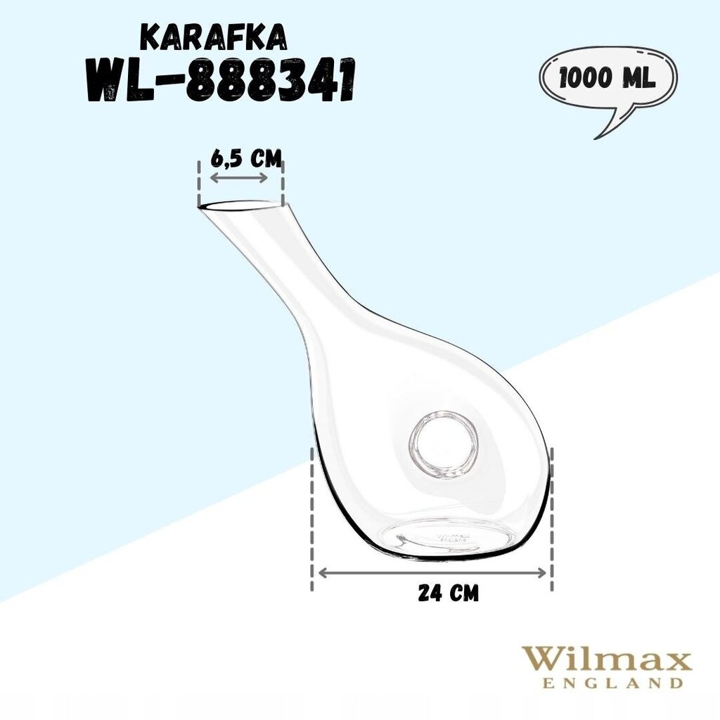 Wilmax karahvin, 1000 ml hind ja info | Klaasid, tassid ja kannud | kaup24.ee