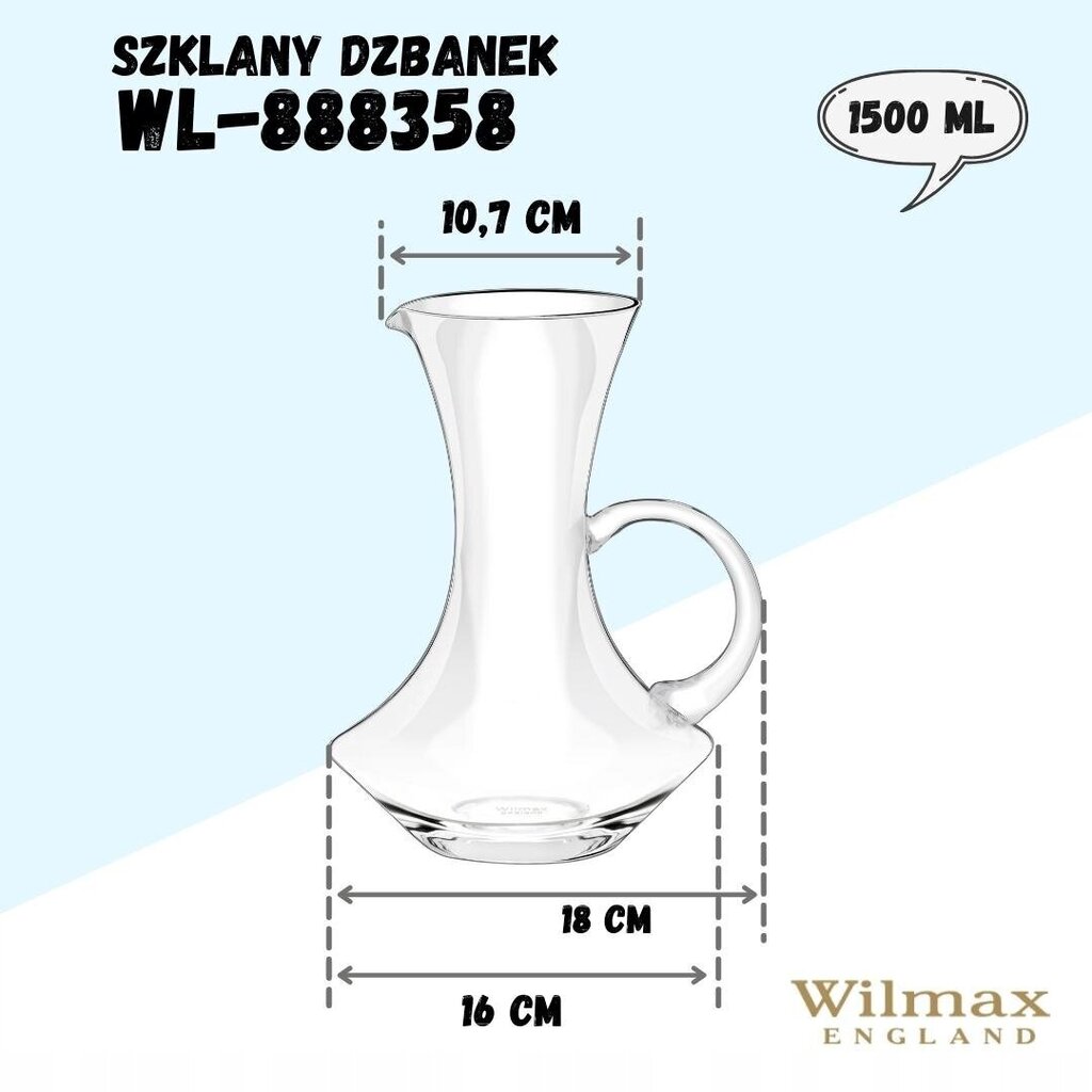 Wilmax kann, 1500 ml hind ja info | Klaasid, tassid ja kannud | kaup24.ee