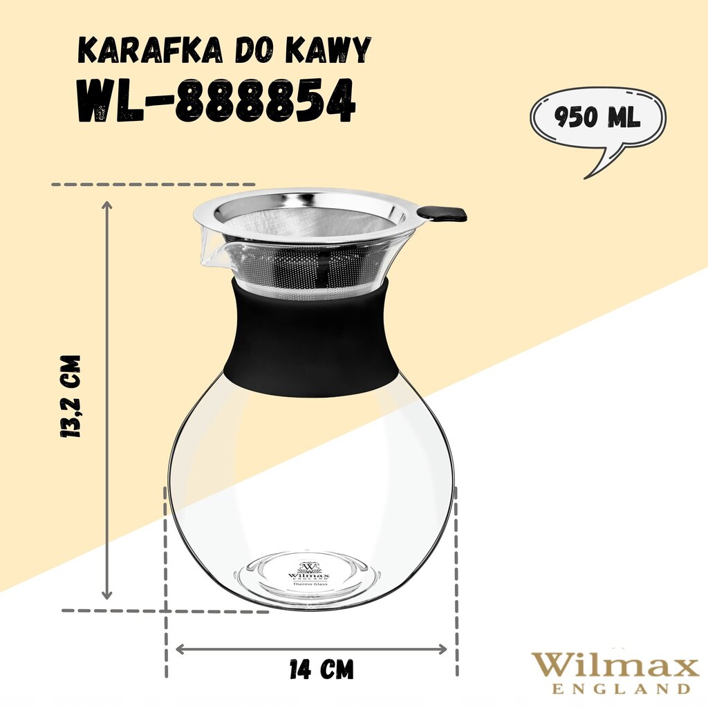 WILMAX kohvimasin koos filtriga 950 ml цена и информация | Kohvikannud, teekannud | kaup24.ee