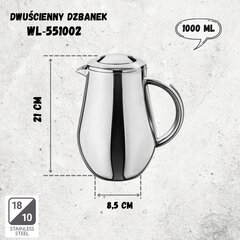 WILMAX Kahe seinaga kohvimasin 1000 ml hind ja info | Kohvikannud, teekannud | kaup24.ee