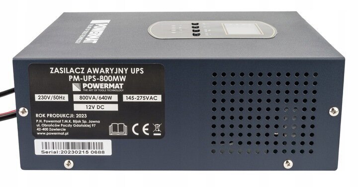 UPSi katkematu toiteallikas Powermat PM-UPS-800MW, 800VA/500W, 12V, LCD цена и информация | Toiteplokid | kaup24.ee