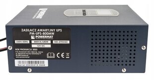 UPSi katkematu toiteallikas akuga Powermat PM-UPS-800MW, 800VA/500W, 12V, LCD цена и информация | Источники питания | kaup24.ee