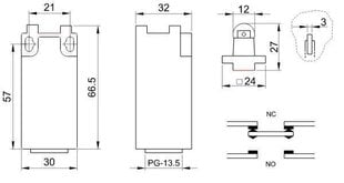 Концевой выключатель VP102 с вертикальной головкой с роликом цена и информация | Системы безопасности, контроллеры | kaup24.ee