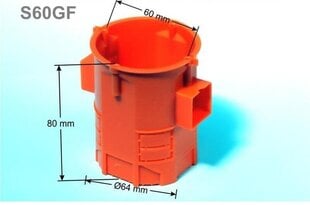 Коробка для скрытого монтажа серии 60, экстра-глубокая - 80 мм - S60GF цена и информация | Выключатели, розетки | kaup24.ee