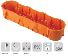 60 sügavune neljakandiline kast kruvidega - A.0049WPG - A.0049WPG hind ja info | Lülitid ja pistikupesad | kaup24.ee