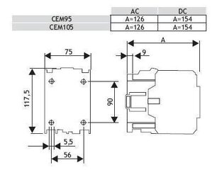 CEM 95A 230V ETI kontaktor 230V hind ja info | Valvesüsteemid, kontrollerid | kaup24.ee