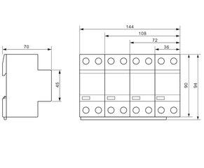 T1+T2 vahelduvvoolu liigpinge piiraja ühe korpusega ESPD1+2-50-3P hind ja info | Valvesüsteemid, kontrollerid | kaup24.ee