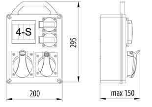 R-BOX 240R-4 2x230V 1x32A/5P L-0-P 4S jaotusseade - B.1709RW hind ja info | Lülitid ja pistikupesad | kaup24.ee