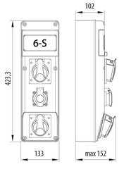 R-BOX SLIM 1x16A/5P 1x32A/5P 1x230V 6S jaotusseade - B.SLIM-6S-1 hind ja info | Lülitid ja pistikupesad | kaup24.ee