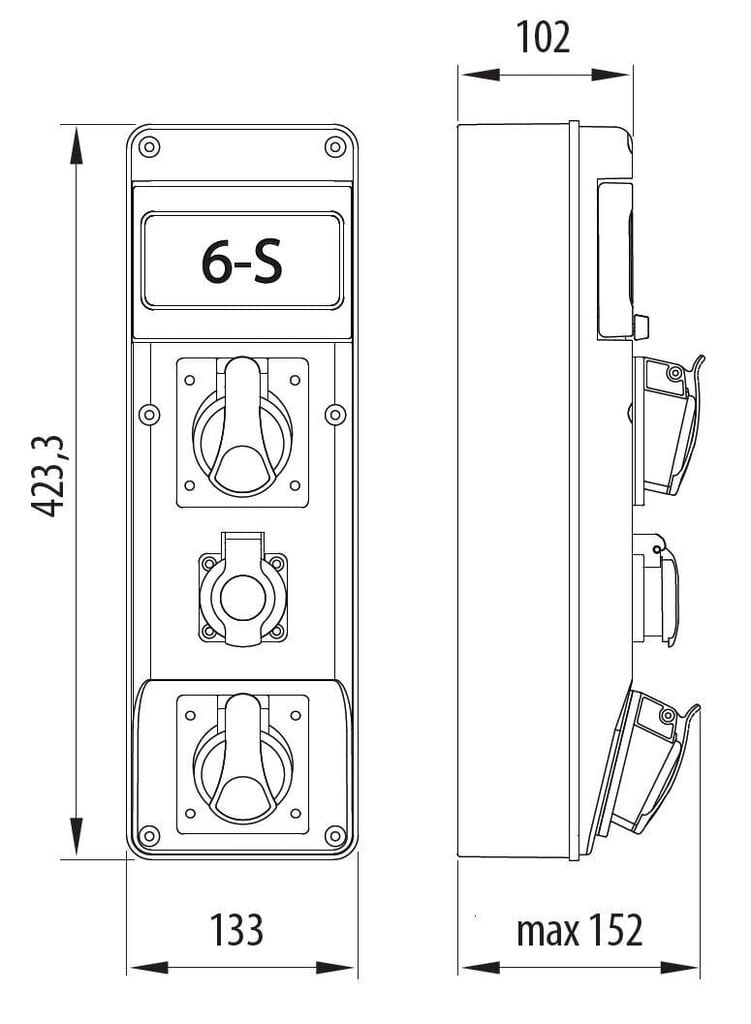 R-BOX SLIM jaotuskilp 2x32A/5P 2x230V 6S - B.SLIM-6S-26 hind ja info | Lülitid ja pistikupesad | kaup24.ee