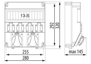 R-BOX LUX 320R 2x32A/5P 4x230V 13S распределительное устройство - B.18.320-1 цена и информация | Выключатели, розетки | kaup24.ee