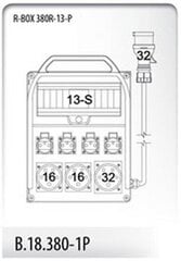 R-BOX 380R-13-P 2x16A/5P 1x32A/5P 4x230V 13S распределительное устройство - B.18.380-1P цена и информация | Выключатели, розетки | kaup24.ee