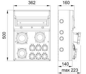 MAX BOX-16S 1x32A/5P, 1x16A/5P, 6X230V IP65 распределительное устройство - B.MAX-16S-2 цена и информация | Выключатели, розетки | kaup24.ee