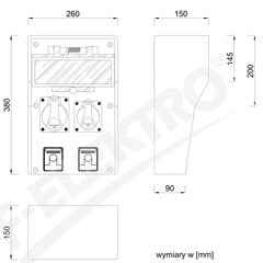 LIDO 12S 16A/5P 32A/5P 2x250V kummist jaotusplaat hind ja info | Lülitid ja pistikupesad | kaup24.ee