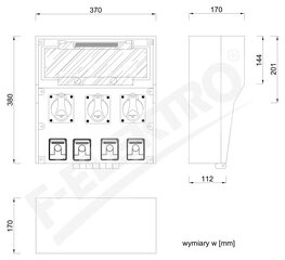 Резиновый распределительный щит LIDO 18S 3x16A/5P 4x250V цена и информация | Выключатели, розетки | kaup24.ee