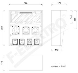 Резиновый распределительный щит LIDO 18S 2x16A/5P 32A/5P 4x250V цена и информация | Выключатели, розетки | kaup24.ee