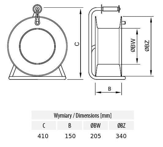 Pikenduskaabel rullile 5x1,5 kummist 16A/5 2x230V 30m hind ja info | Pikendusjuhtmed, kaablid | kaup24.ee