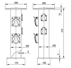 Колонный распределительный щит 2x16A/5P + 2x230V - B.18.DS02 цена и информация | Выключатели, розетки | kaup24.ee