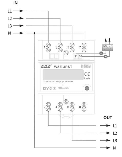 3-faasiline elektriarvesti WZE-3RST lähtestamine цена и информация | Lülitid ja pistikupesad | kaup24.ee