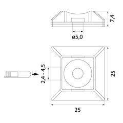 Paigaldusalus PMS-25-25-UV-100 kaablisidemete jaoks, must, isekleepuv hind ja info | Kinnitusvahendid | kaup24.ee