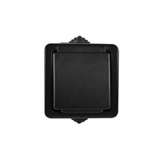 Kanlux Tekno black - одинарная заземленная розетка с защитой контактов N/T IP54 27355 цена и информация | Выключатели, розетки | kaup24.ee