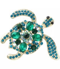 Gold tortoise brooch with turquoise rhinestones Gift hind ja info | Prossid | kaup24.ee