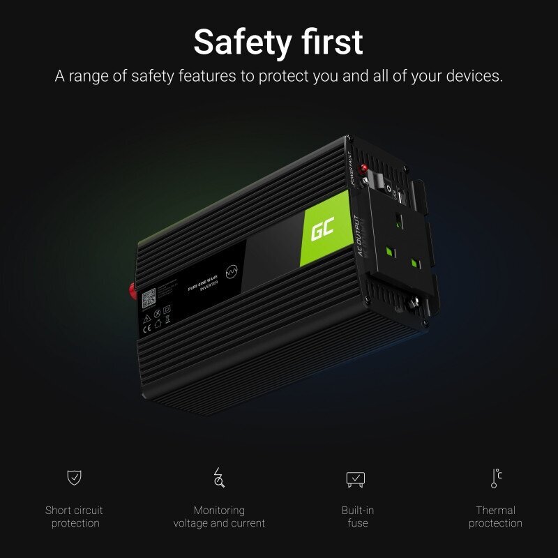 Green Cell Power Inverter 24V to 230V 300W|600W Modified sine wave UK PLUG цена и информация | Muundurid, inverterid | kaup24.ee