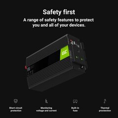 Green Cell Power Inverter 24V to 230V 1000W|2000W Modified sine wave UK PLUG цена и информация | Преобразователи, инверторы | kaup24.ee