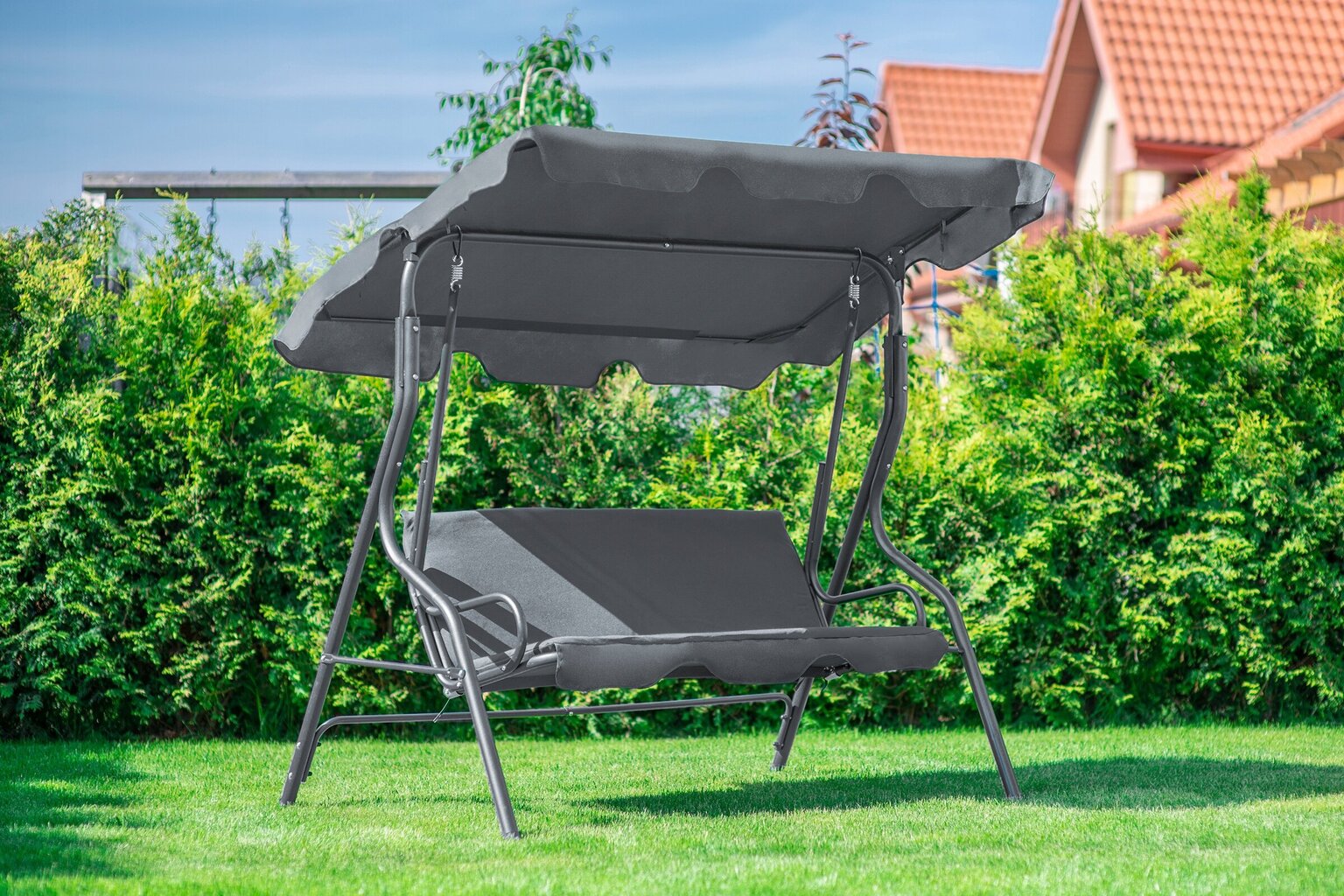 Varikatusega välikiik Funfit Garden Relax, hall цена и информация | Aiakiiged | kaup24.ee