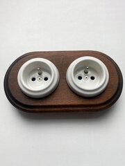 Olde Worlde Wooden Double French Socket настенный выключатель Коричневый темно-коричневый белый , цена и информация | Выключатели, розетки | kaup24.ee