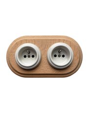 Olde Worlde Wooden Double French Socket настенный выключатель Бежевый бежевый белый , цена и информация | Выключатели, розетки | kaup24.ee