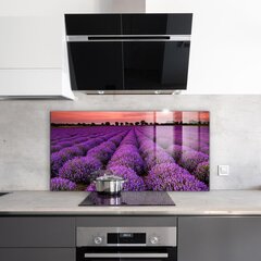 Klaasist seinaplaat pliidile, Lavendlivälja maastik, 100x50cm цена и информация | Комплектующие для кухонной мебели | kaup24.ee