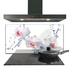 Klaasist seinaplaat pliidile, Orhidee veega piserdatud, 100x50cm цена и информация | Комплектующие для кухонной мебели | kaup24.ee