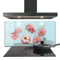 Klaasist seinaplaat pliidile, Lillede õhukompositsioon, 100x50cm hind ja info | Köögimööbli tarvikud | kaup24.ee