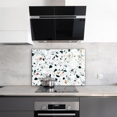 Klaasist seinaplaat pliidile, Halli kvartsi terrazzo tekstuur, 100x70cm цена и информация | Комплектующие для кухонной мебели | kaup24.ee