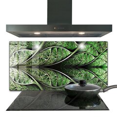 Klaasist seinaplaat pliidile, Abstraktne roheline leht, 120x60cm цена и информация | Комплектующие для кухонной мебели | kaup24.ee