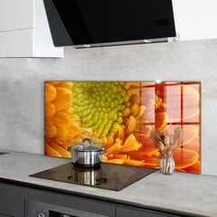 Klaasist seinaplaat pliidile, Gerbera lilleapelsin, 120x60cm цена и информация | Комплектующие для кухонной мебели | kaup24.ee