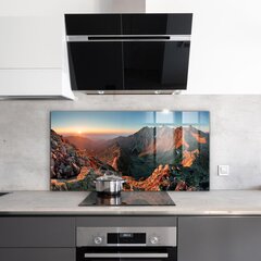 Klaasist seinaplaat pliidile, Mägi panoraam päikeseloojang, 120x60cm цена и информация | Комплектующие для кухонной мебели | kaup24.ee