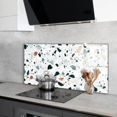 Klaasist seinaplaat pliidile, Halli kvartsi terrazzo tekstuur, 120x60cm цена и информация | Комплектующие для кухонной мебели | kaup24.ee