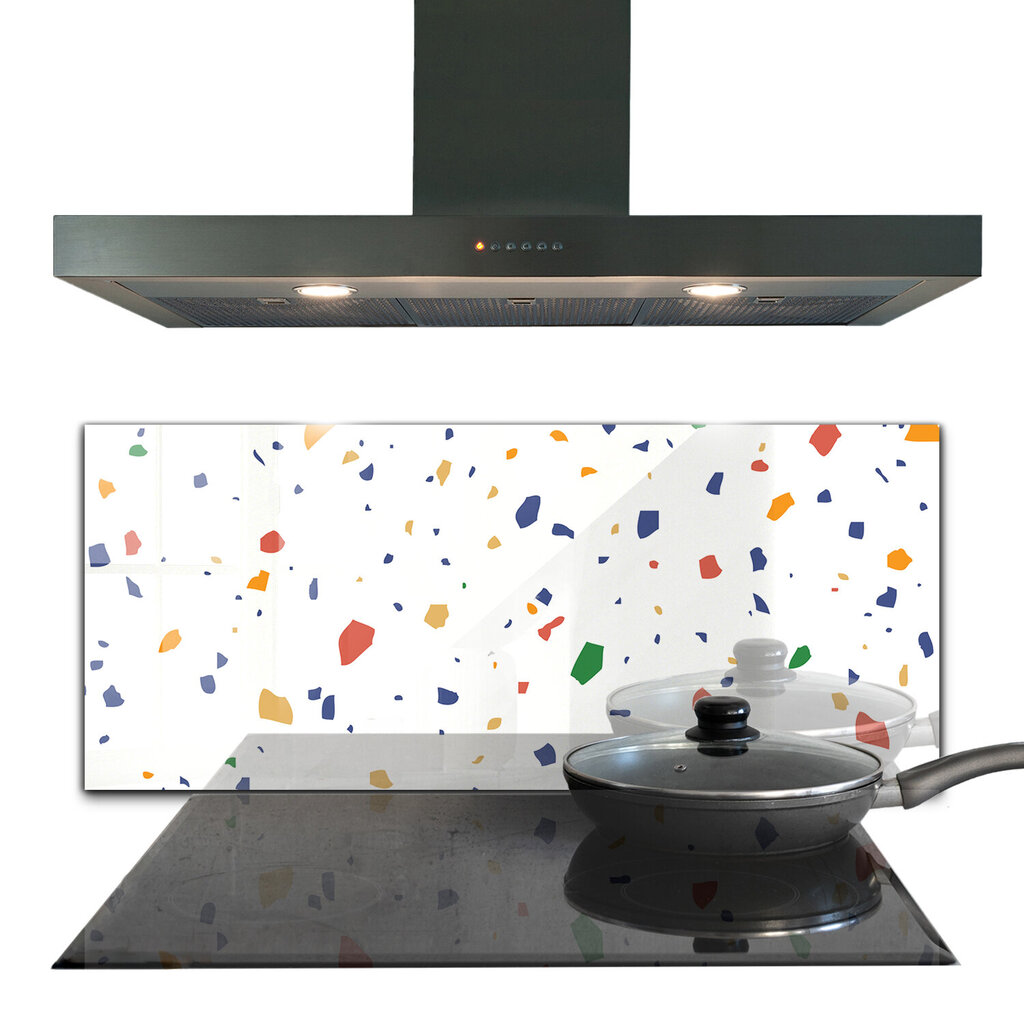 Klaasist seinaplaat pliidile, Terrazzo Terrazzo veeris, 125x50cm hind ja info | Köögimööbli tarvikud | kaup24.ee