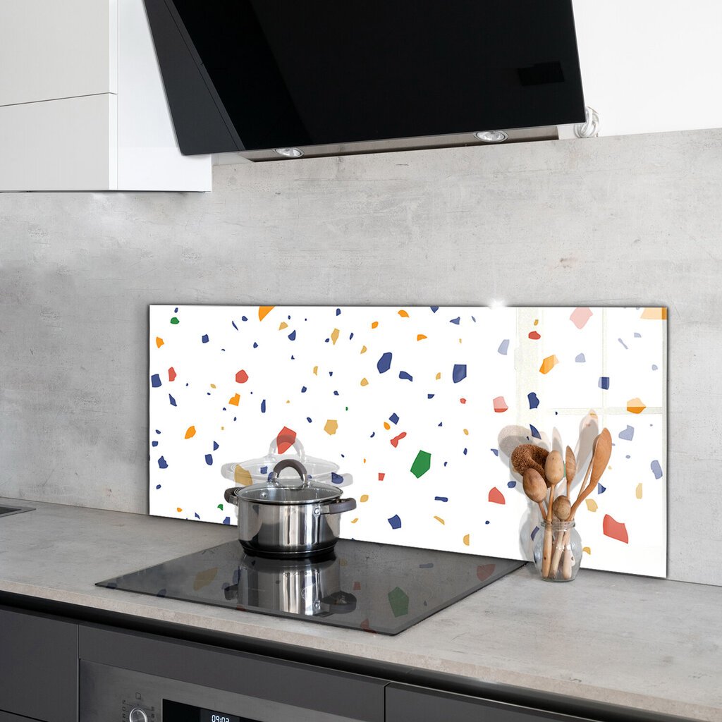 Klaasist seinaplaat pliidile, Terrazzo Terrazzo veeris, 125x50cm hind ja info | Köögimööbli tarvikud | kaup24.ee