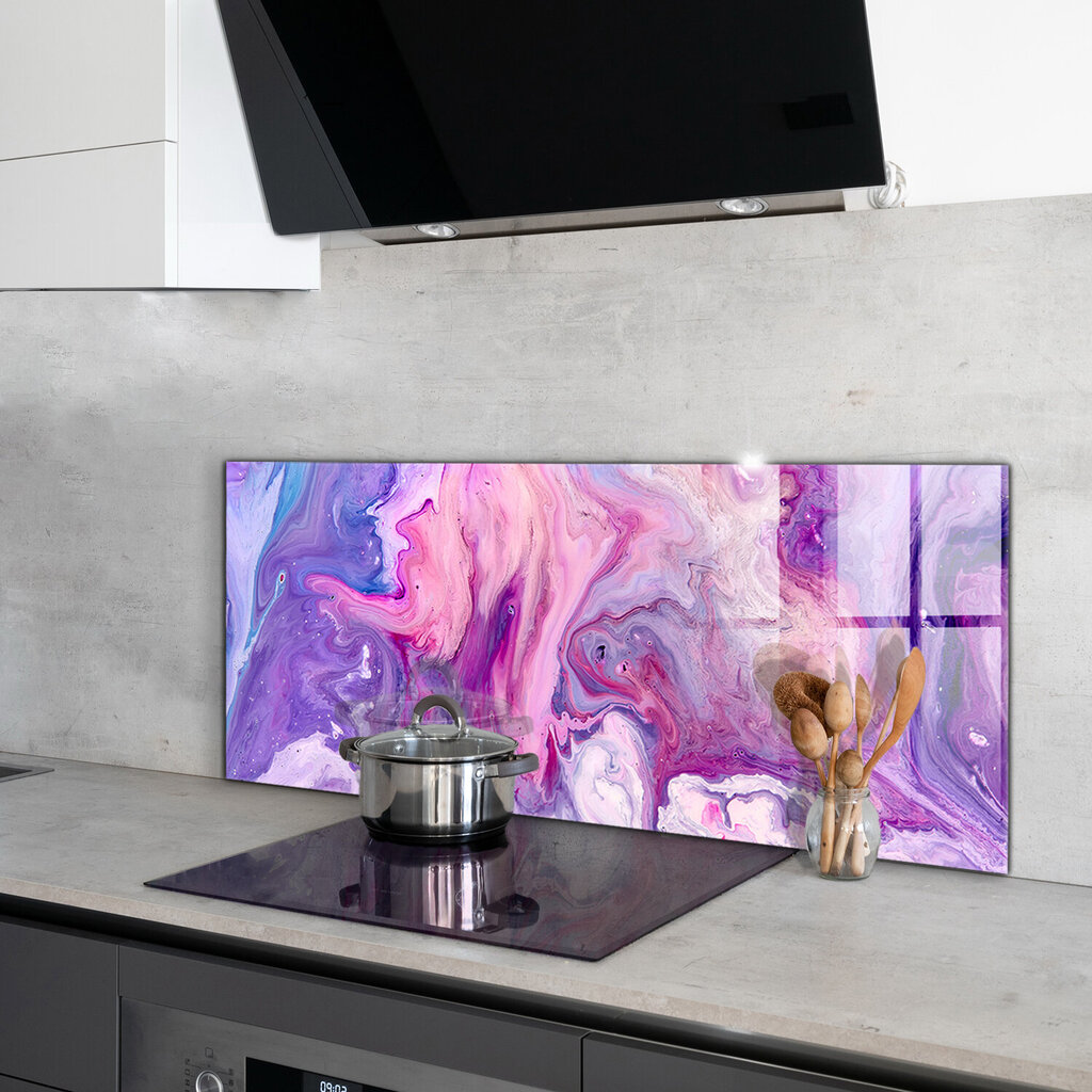 Klaasist seinaplaat pliidile, Roosa abstraktsioon, 125x50cm hind ja info | Köögimööbli tarvikud | kaup24.ee