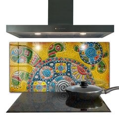 Klaasist seinaplaat pliidile, Kilpkonna keraamiline mosaiik, 140x70cm цена и информация | Комплектующие для кухонной мебели | kaup24.ee