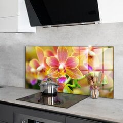 Klaasist seinaplaat pliidile, Oranž orhidee, 140x70cm цена и информация | Комплектующие для кухонной мебели | kaup24.ee